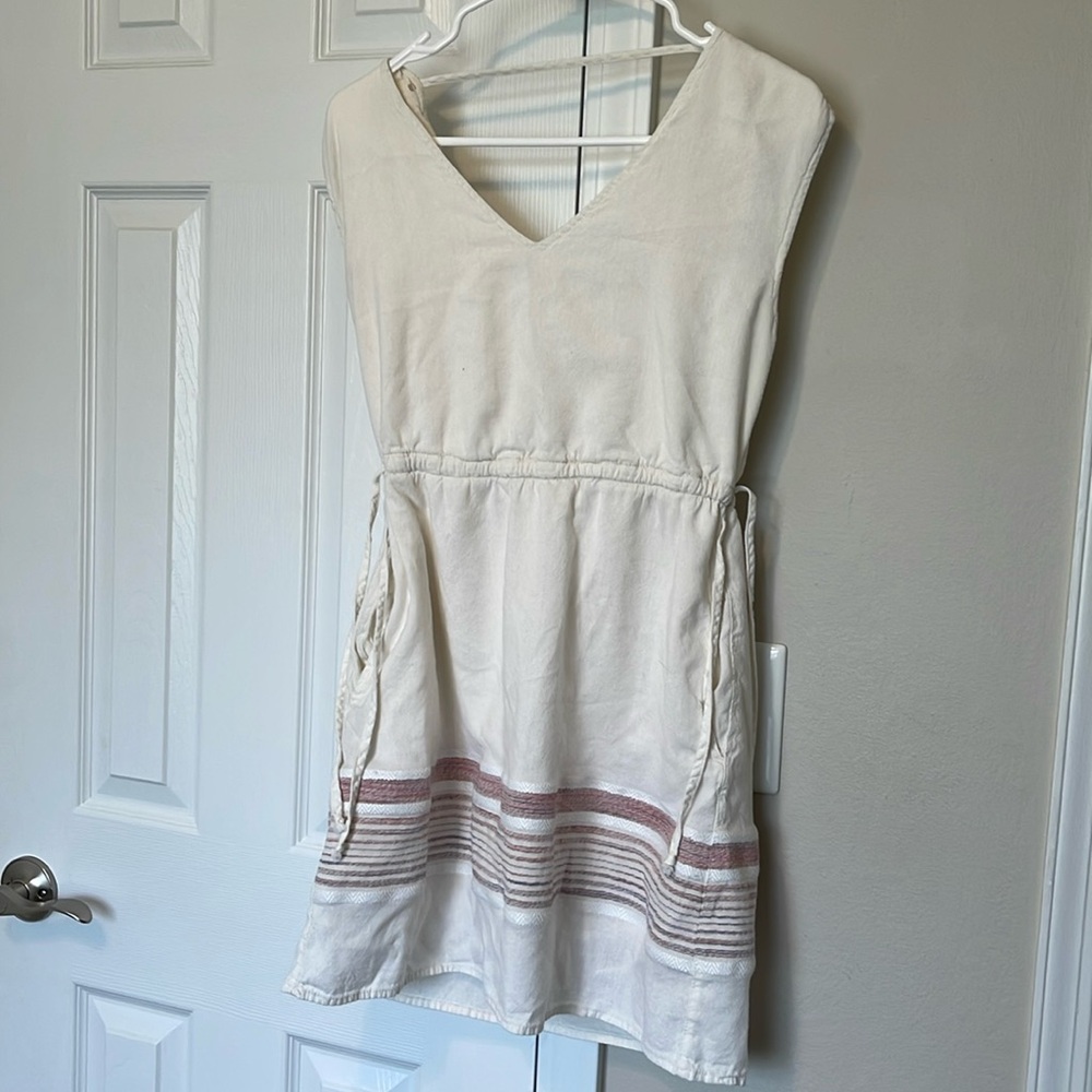 Size small white cotton striped dress